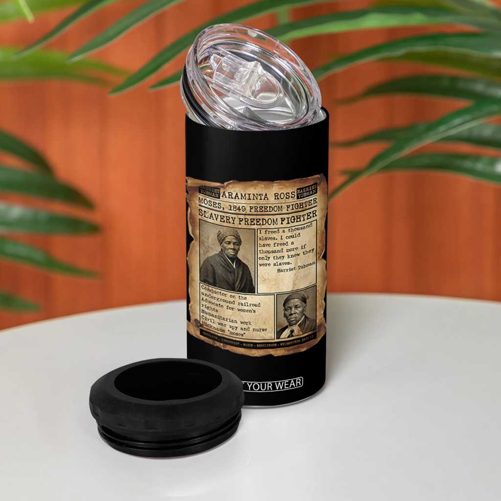 Harriet Tubman Newspaper 4 in 1 Can Cooler Tumbler Slavery Freedom Fighter Historical TS12 Print Your Wear