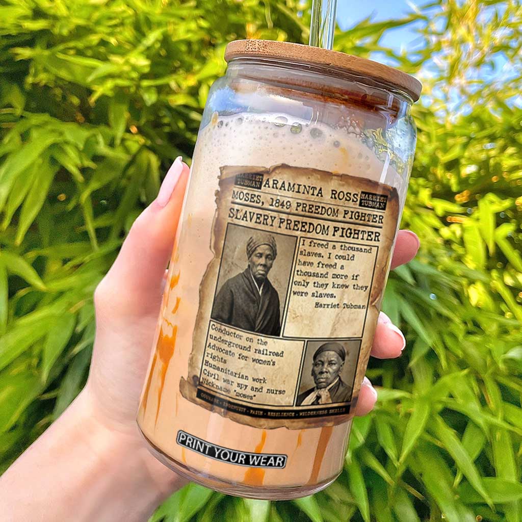 Harriet Tubman Newspaper Glass Can Slavery Freedom Fighter Historical TS12 Black Print Your Wear