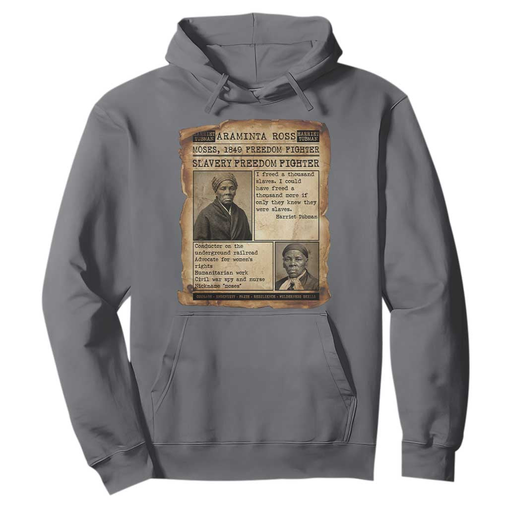 Harriet Tubman Newspaper Hoodie Slavery Freedom Fighter Historical TS12 Charcoal Print Your Wear