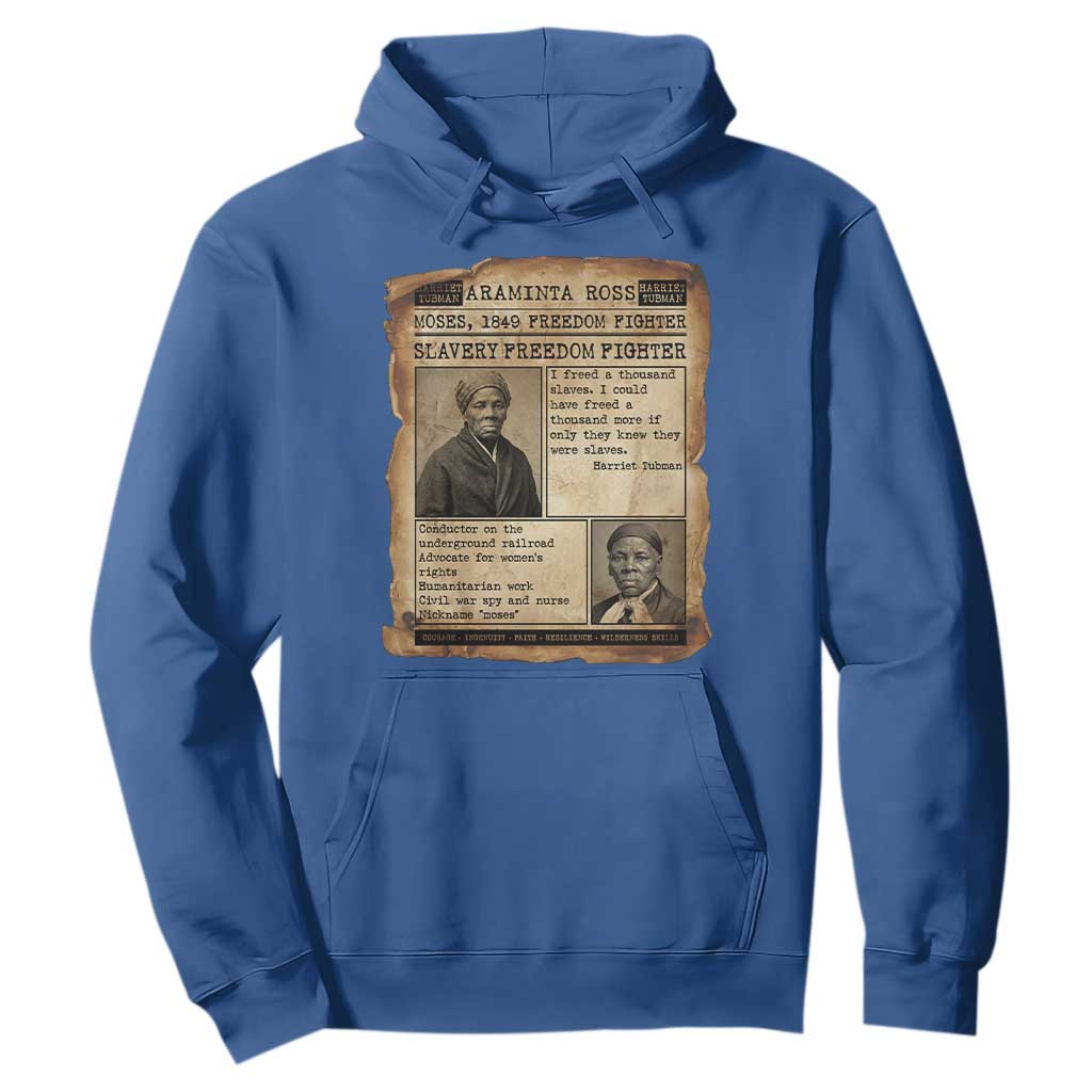 Harriet Tubman Newspaper Hoodie Slavery Freedom Fighter Historical TS12 Royal Blue Print Your Wear
