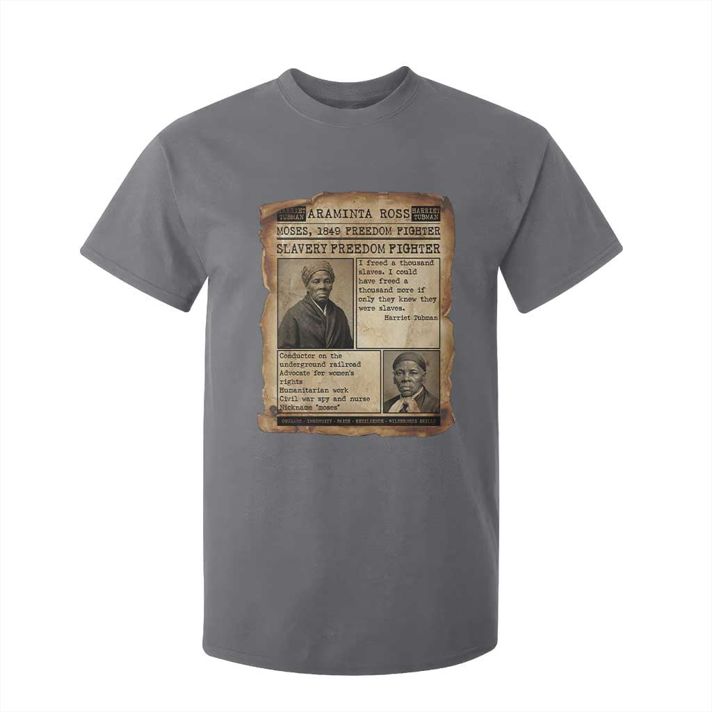 Harriet Tubman Newspaper T Shirt For Kid Slavery Freedom Fighter Historical TS12 Charcoal Print Your Wear
