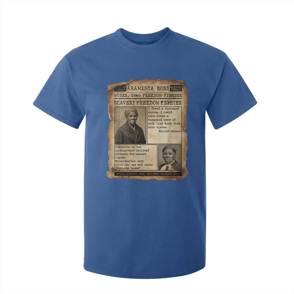Harriet Tubman Newspaper T Shirt For Kid Slavery Freedom Fighter Historical TS12 Royal Blue Print Your Wear