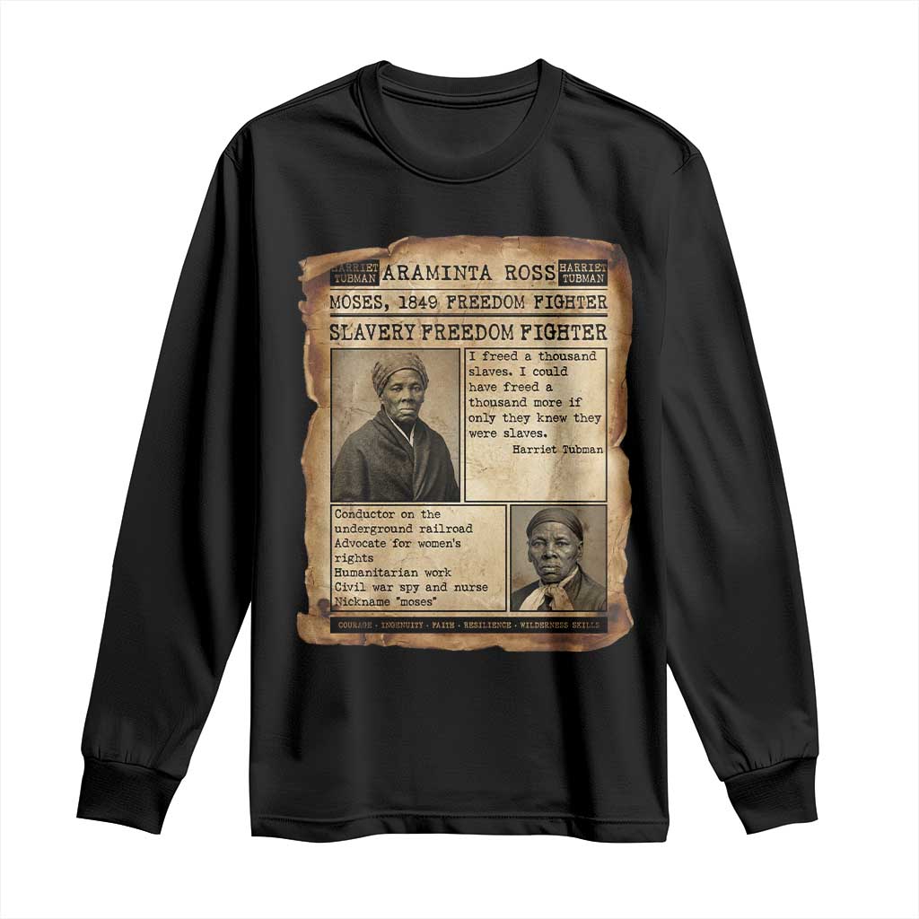 Harriet Tubman Newspaper Long Sleeve Shirt Slavery Freedom Fighter Historical TS12 Black Print Your Wear
