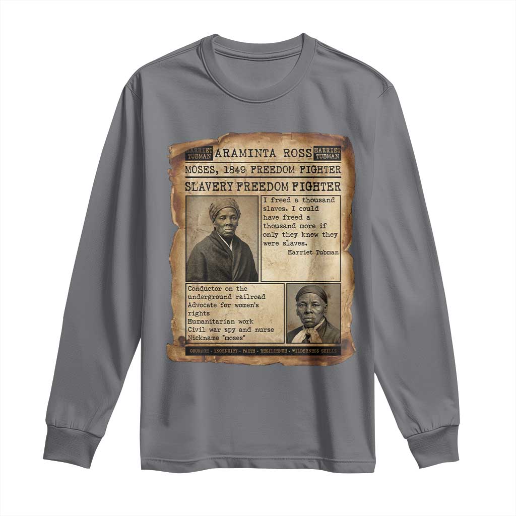 Harriet Tubman Newspaper Long Sleeve Shirt Slavery Freedom Fighter Historical TS12 Charcoal Print Your Wear