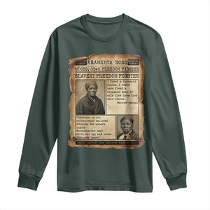 Harriet Tubman Newspaper Long Sleeve Shirt Slavery Freedom Fighter Historical TS12 Dark Forest Green Print Your Wear