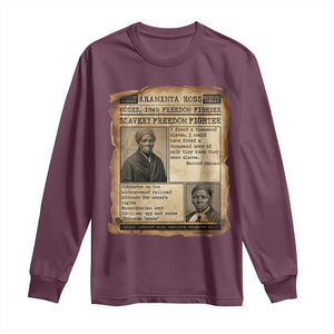 Harriet Tubman Newspaper Long Sleeve Shirt Slavery Freedom Fighter Historical TS12 Maroon Print Your Wear