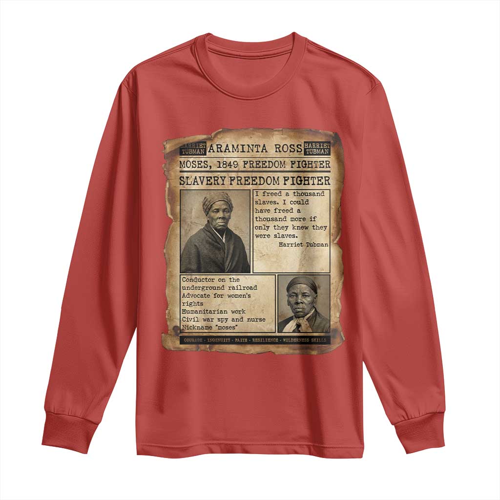 Harriet Tubman Newspaper Long Sleeve Shirt Slavery Freedom Fighter Historical TS12 Red Print Your Wear