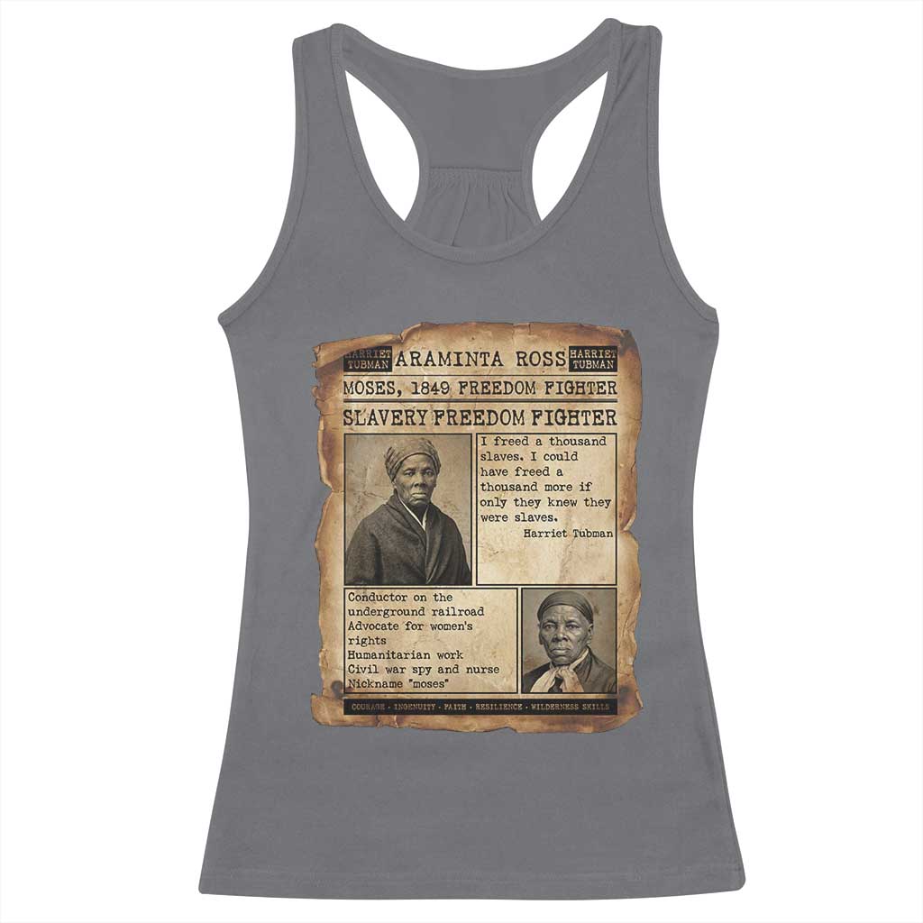 Harriet Tubman Newspaper Racerback Tank Top Slavery Freedom Fighter Historical TS12 Charcoal Print Your Wear