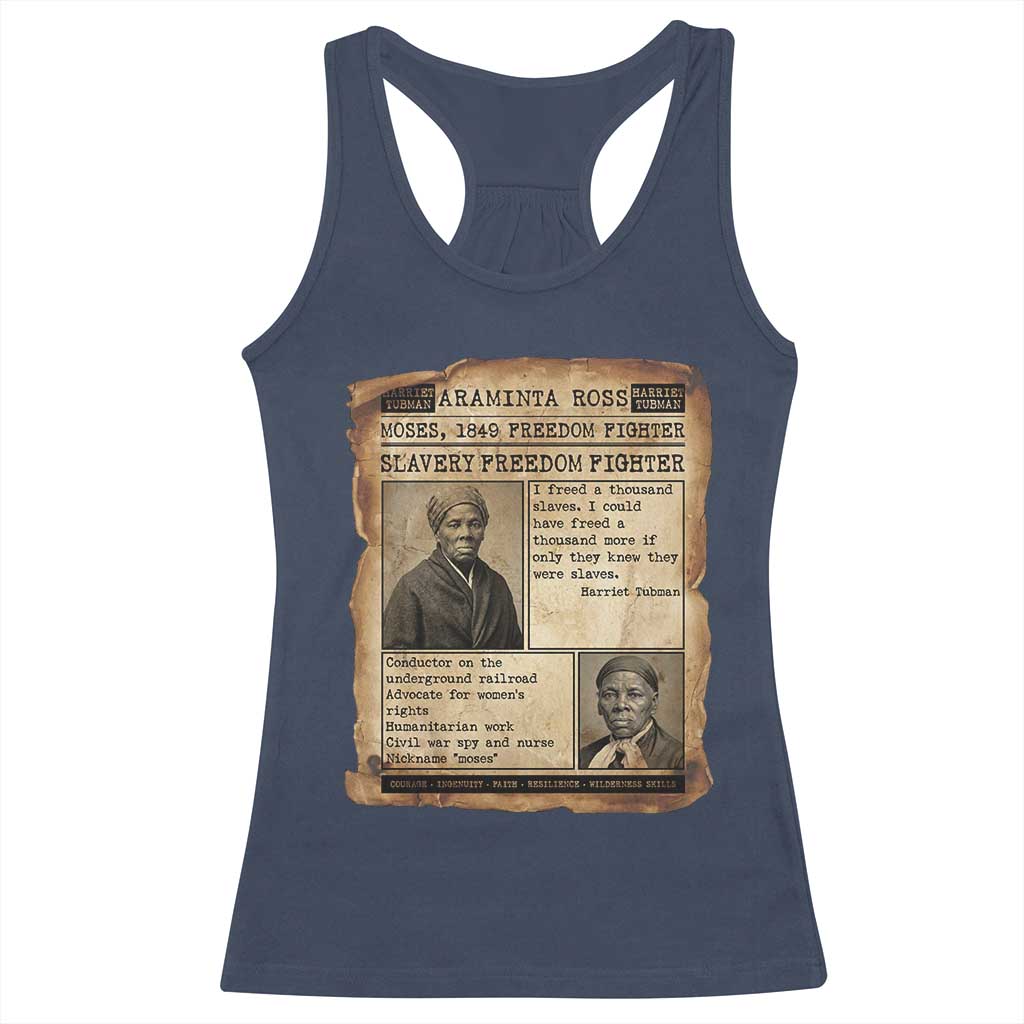 Harriet Tubman Newspaper Racerback Tank Top Slavery Freedom Fighter Historical TS12 Navy Print Your Wear