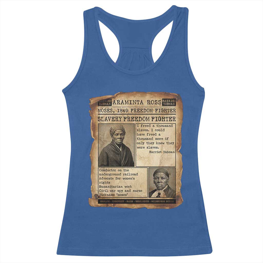 Harriet Tubman Newspaper Racerback Tank Top Slavery Freedom Fighter Historical TS12 Royal Blue Print Your Wear