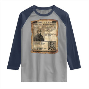 Harriet Tubman Newspaper Raglan Shirt Slavery Freedom Fighter Historical TS12 Sport Gray Navy Print Your Wear