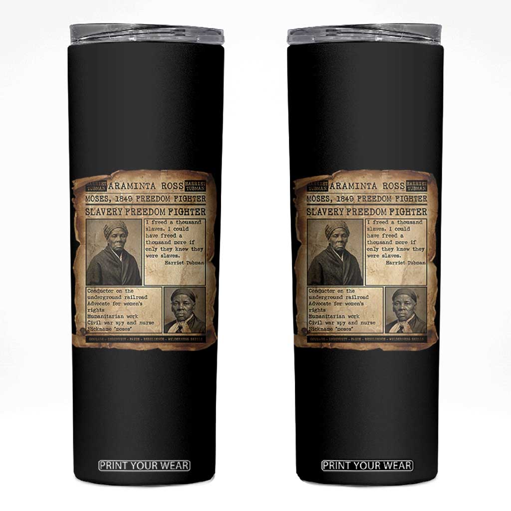 Harriet Tubman Newspaper Skinny Tumbler Slavery Freedom Fighter Historical TS12 Black Print Your Wear