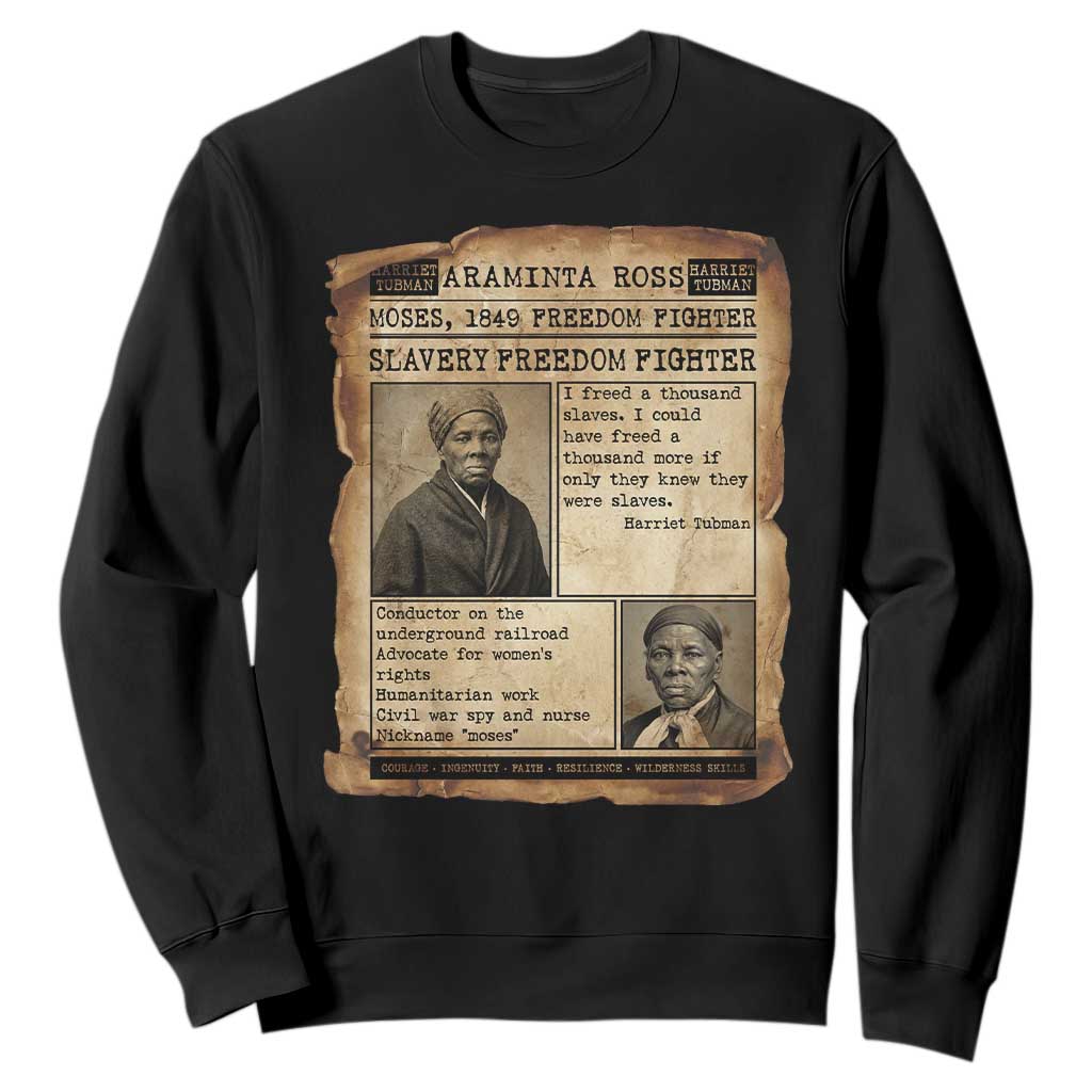 Harriet Tubman Newspaper Sweatshirt Slavery Freedom Fighter Historical TS12 Black Print Your Wear