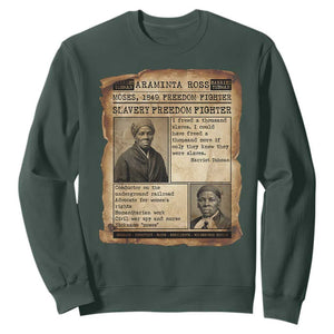 Harriet Tubman Newspaper Sweatshirt Slavery Freedom Fighter Historical TS12 Dark Forest Green Print Your Wear