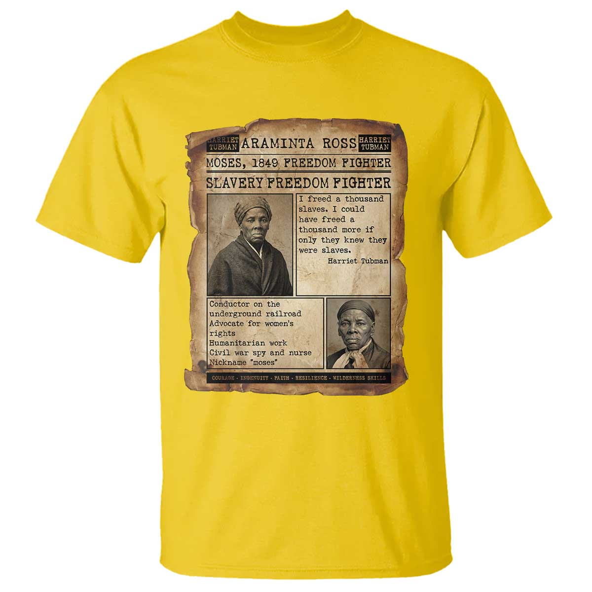 Harriet Tubman Newspaper T Shirt Slavery Freedom Fighter Historical TS12 Daisy Print Your Wear
