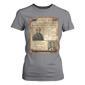 Harriet Tubman Newspaper T Shirt For Women Slavery Freedom Fighter Historical TS12 Charcoal Print Your Wear
