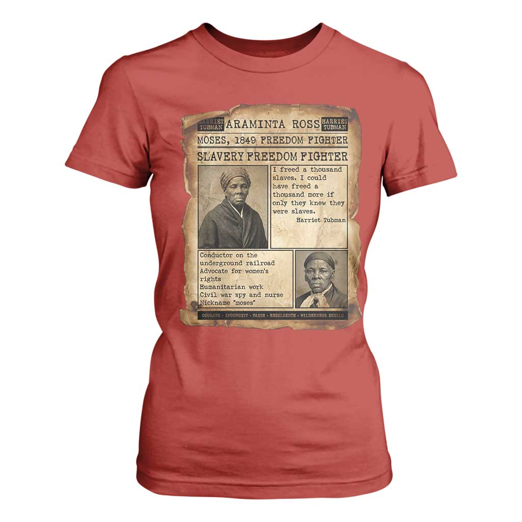 Harriet Tubman Newspaper T Shirt For Women Slavery Freedom Fighter Historical TS12 Red Print Your Wear