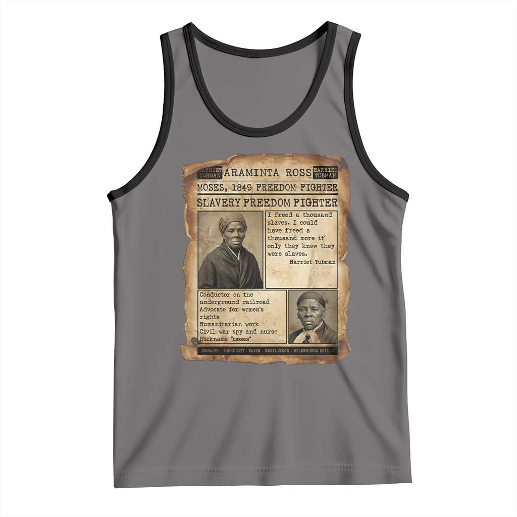 Harriet Tubman Newspaper Tank Top Slavery Freedom Fighter Historical TS12 Deep Heather Black Print Your Wear