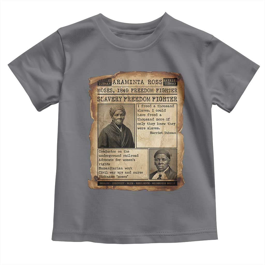 Harriet Tubman Newspaper Toddler T Shirt Slavery Freedom Fighter Historical TS12 Charcoal Print Your Wear