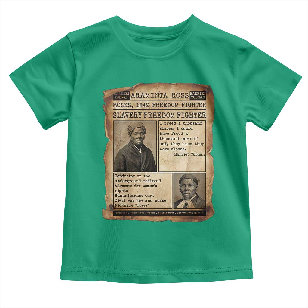 Harriet Tubman Newspaper Toddler T Shirt Slavery Freedom Fighter Historical TS12 Irish Green Print Your Wear