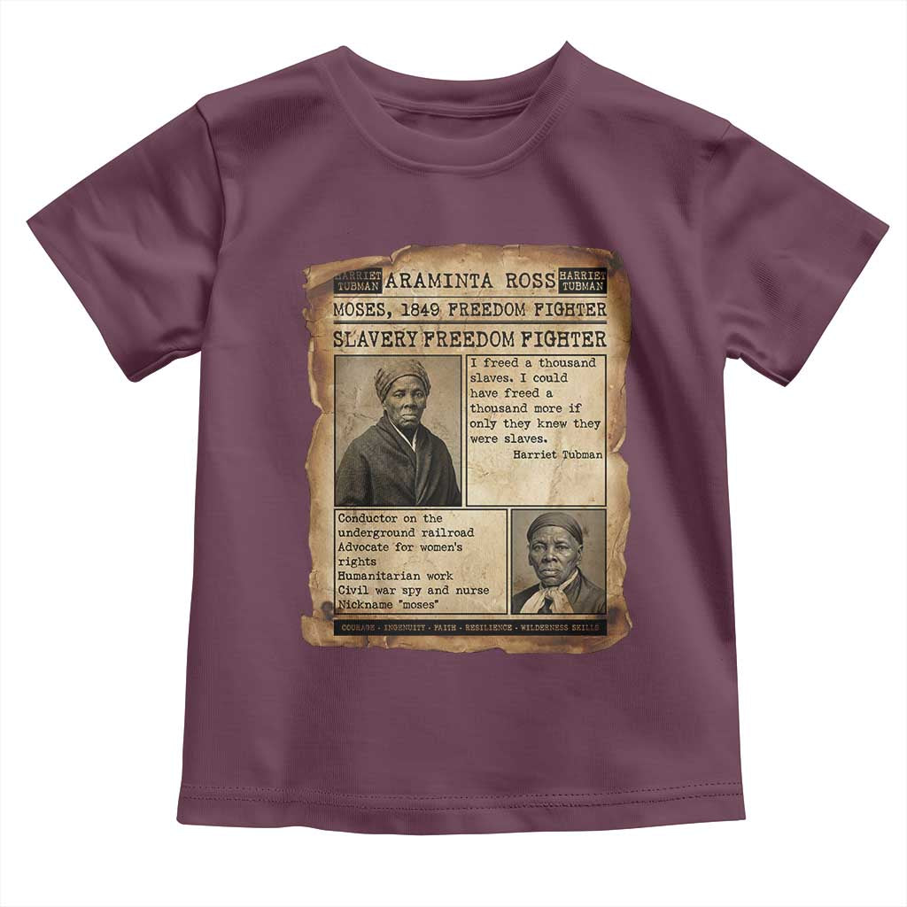 Harriet Tubman Newspaper Toddler T Shirt Slavery Freedom Fighter Historical TS12 Maroon Print Your Wear
