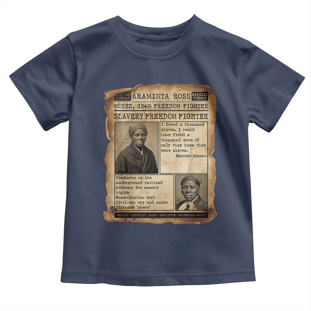 Harriet Tubman Newspaper Toddler T Shirt Slavery Freedom Fighter Historical TS12 Navy Print Your Wear