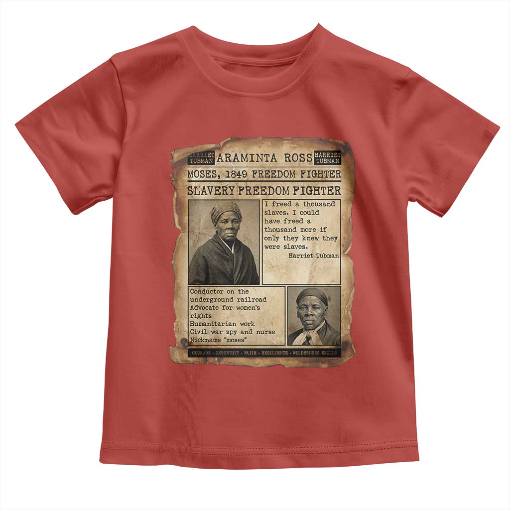 Harriet Tubman Newspaper Toddler T Shirt Slavery Freedom Fighter Historical TS12 Red Print Your Wear