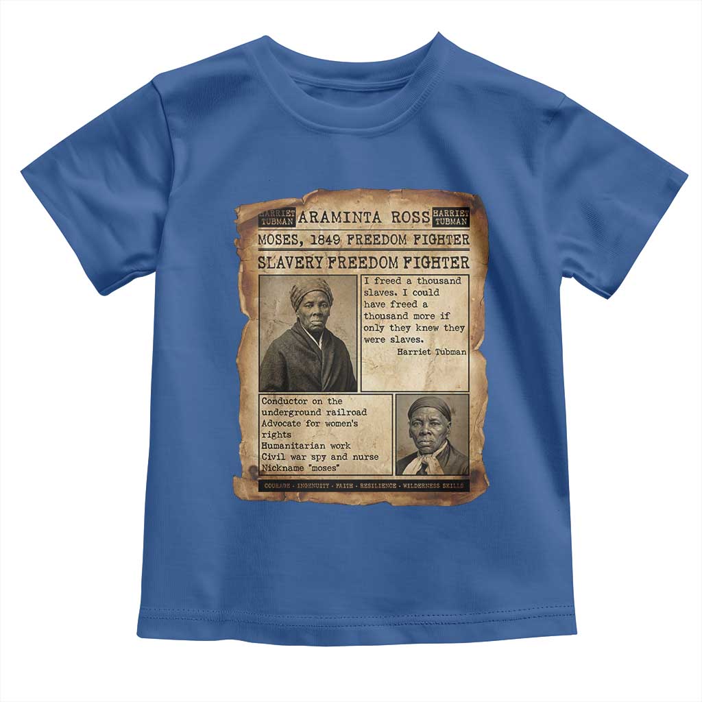 Harriet Tubman Newspaper Toddler T Shirt Slavery Freedom Fighter Historical TS12 Royal Blue Print Your Wear