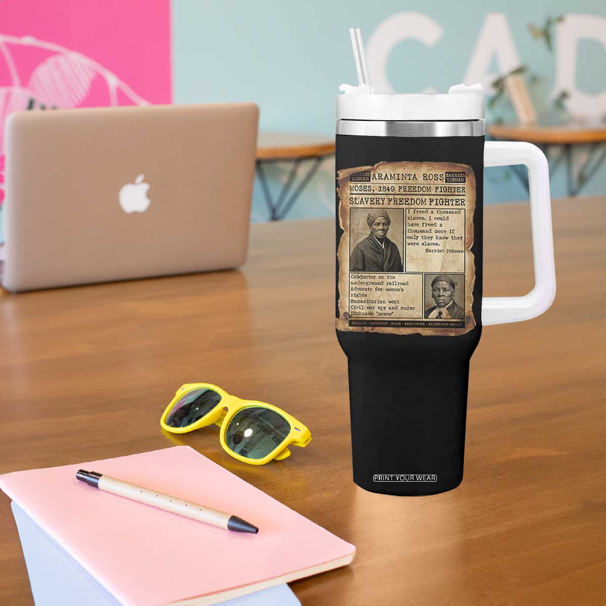 Harriet Tubman Newspaper Tumbler With Handle Slavery Freedom Fighter Historical TS12 Print Your Wear