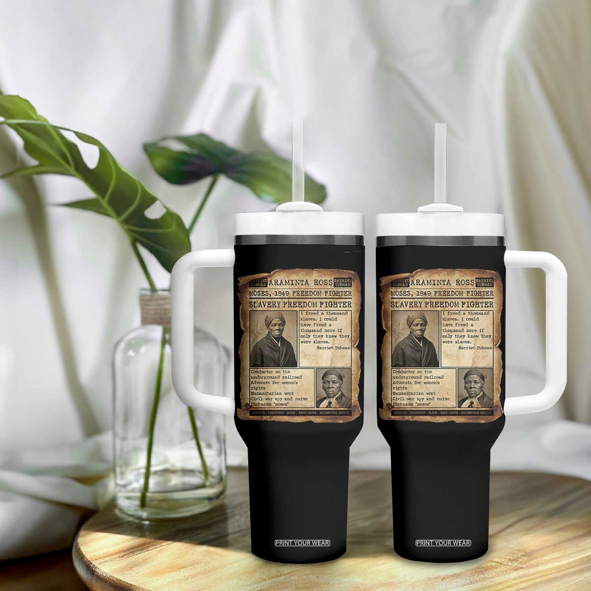 Harriet Tubman Newspaper Tumbler With Handle Slavery Freedom Fighter Historical TS12 Print Your Wear
