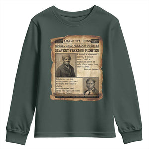 Harriet Tubman Newspaper Youth Sweatshirt Slavery Freedom Fighter Historical TS12 Dark Forest Green Print Your Wear