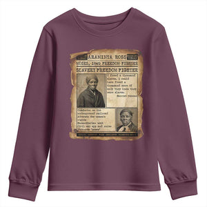 Harriet Tubman Newspaper Youth Sweatshirt Slavery Freedom Fighter Historical TS12 Maroon Print Your Wear