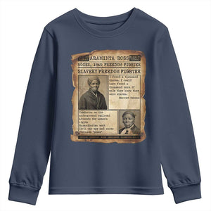 Harriet Tubman Newspaper Youth Sweatshirt Slavery Freedom Fighter Historical TS12 Navy Print Your Wear
