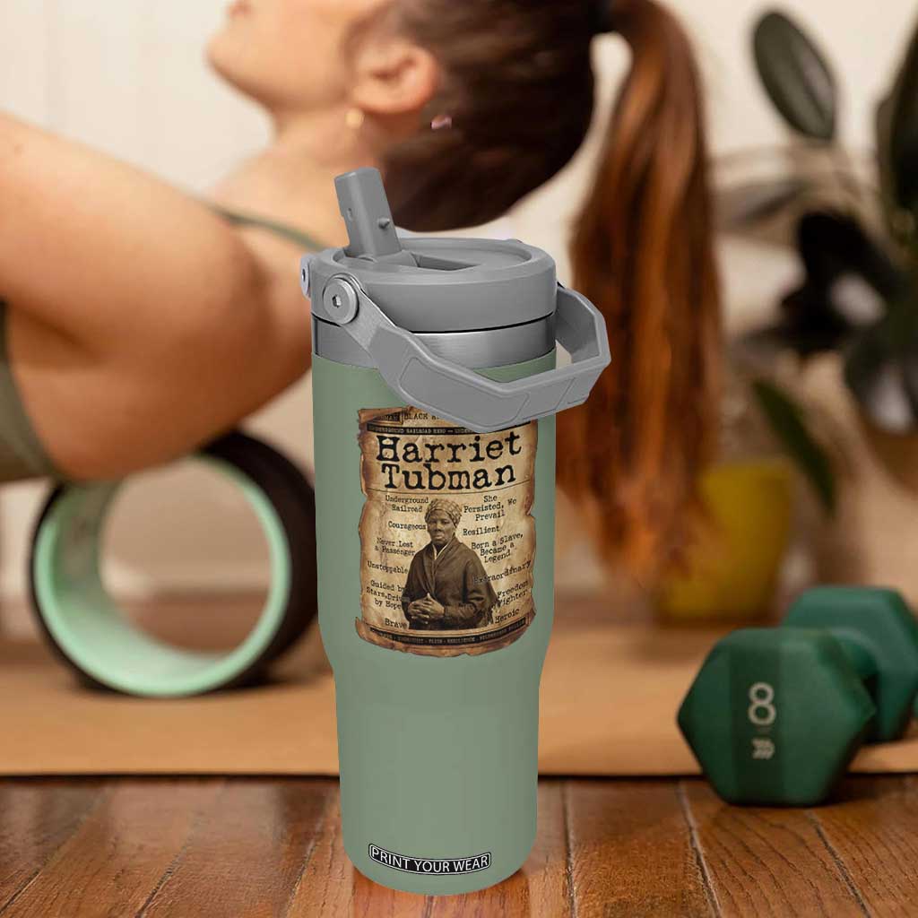 The Underground Railroad Hero Flip Straw Tumbler Harriet Tubman Slavery Freedom Fighter Gift TS12 One Size: 30 oz Moss Green Print Your Wear