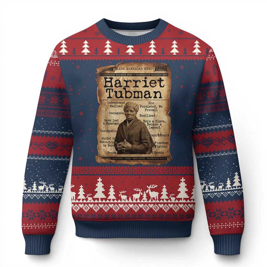 The Underground Railroad Hero Ugly Christmas Sweater Harriet Tubman Slavery Freedom Fighter Gift TS12 Navy Red Print Your Wear