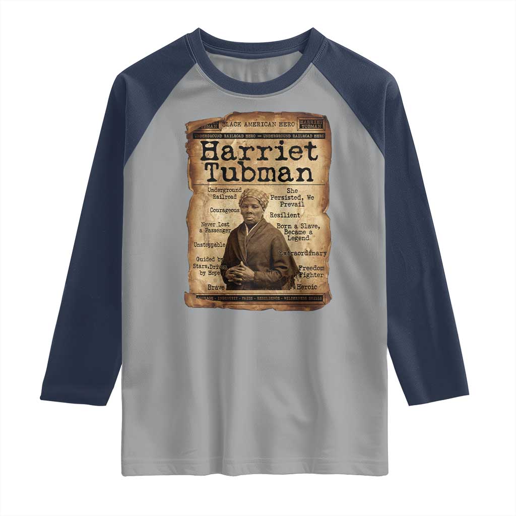 The Underground Railroad Hero Raglan Shirt Harriet Tubman Slavery Freedom Fighter Gift TS12 Sport Gray Navy Print Your Wear