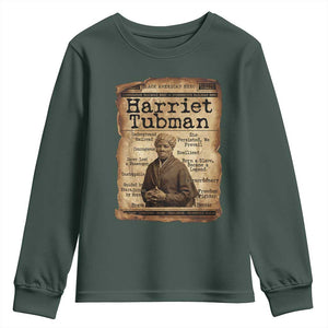 The Underground Railroad Hero Youth Sweatshirt Harriet Tubman Slavery Freedom Fighter Gift TS12 Dark Forest Green Print Your Wear