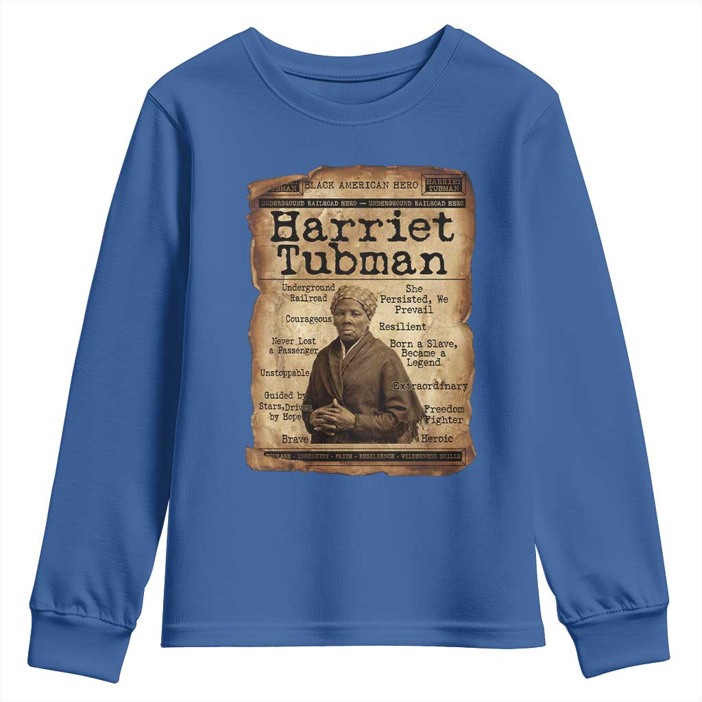 The Underground Railroad Hero Youth Sweatshirt Harriet Tubman Slavery Freedom Fighter Gift TS12 Royal Blue Print Your Wear