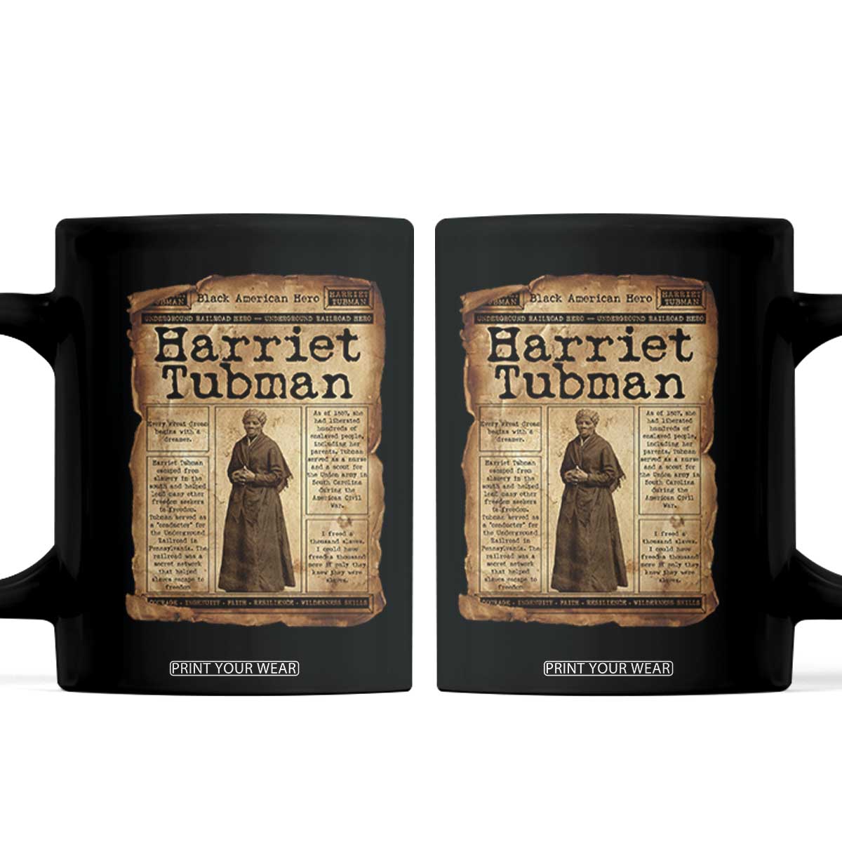 Harriet Tubman Newspaper Coffee Mug Strong Black Woman Leader Gift TS12 Black Print Your Wear