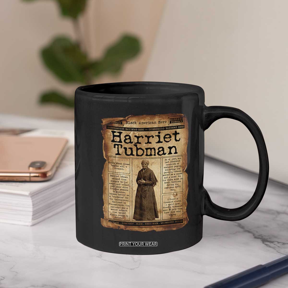 Harriet Tubman Newspaper Coffee Mug Strong Black Woman Leader Gift TS12 Print Your Wear