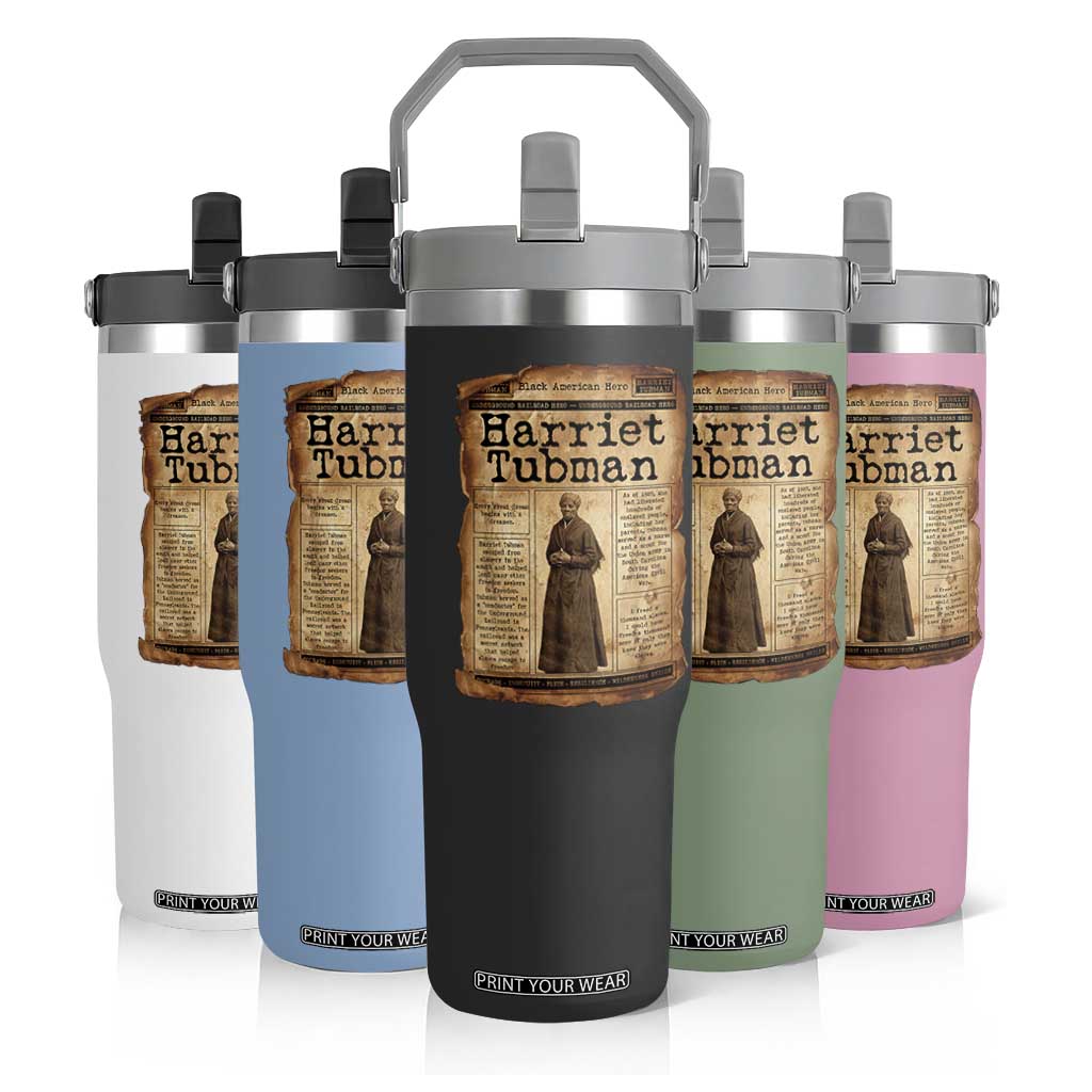 Harriet Tubman Newspaper Flip Straw Tumbler Strong Black Woman Leader Gift TS12 Print Your Wear