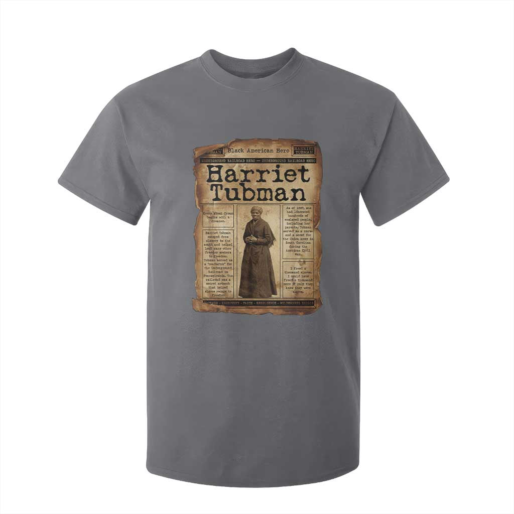 Harriet Tubman Newspaper T Shirt For Kid Strong Black Woman Leader Gift TS12 Charcoal Print Your Wear