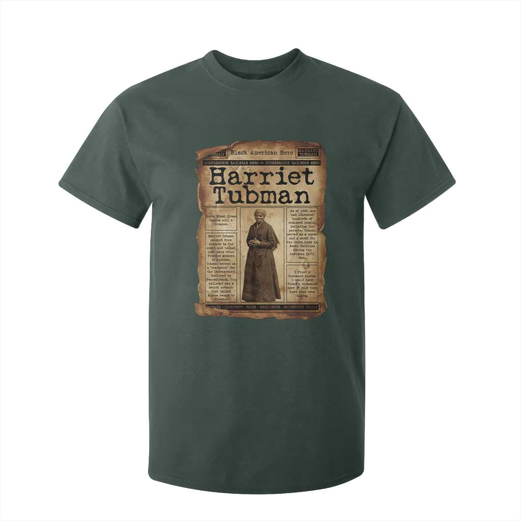 Harriet Tubman Newspaper T Shirt For Kid Strong Black Woman Leader Gift TS12 Dark Forest Green Print Your Wear