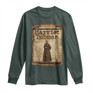 Harriet Tubman Newspaper Long Sleeve Shirt Strong Black Woman Leader Gift TS12 Dark Forest Green Print Your Wear