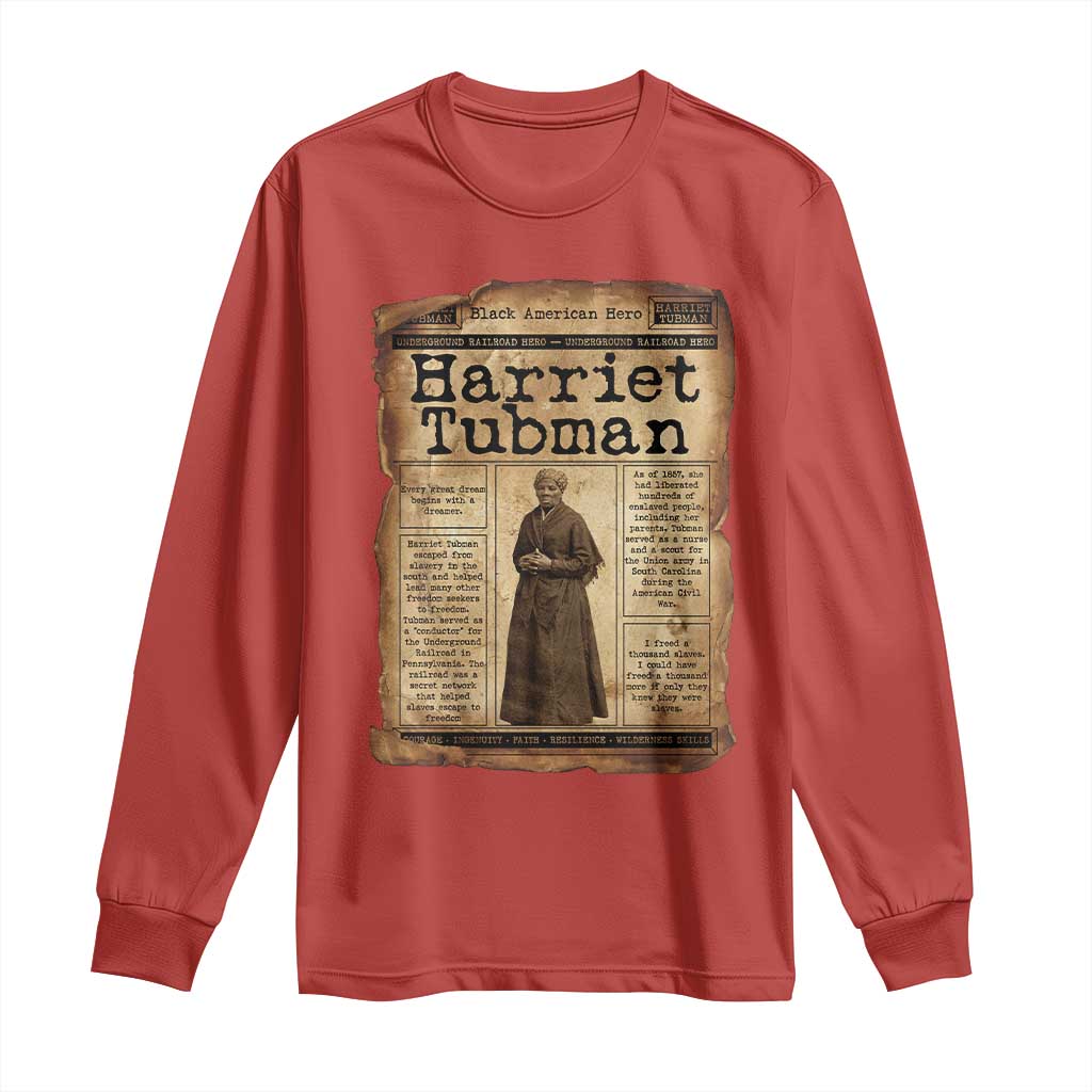 Harriet Tubman Newspaper Long Sleeve Shirt Strong Black Woman Leader Gift TS12 Red Print Your Wear