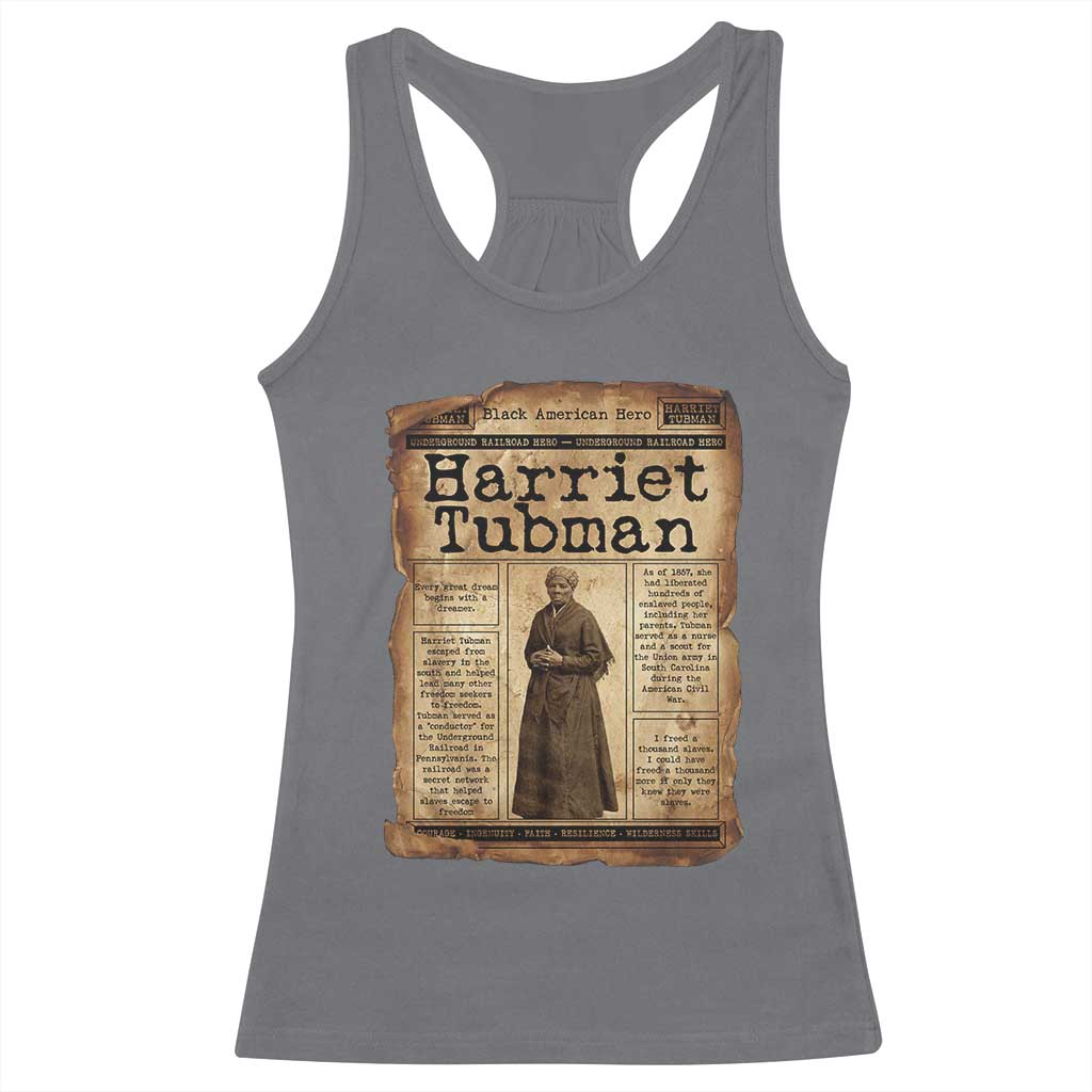 Harriet Tubman Newspaper Racerback Tank Top Strong Black Woman Leader Gift TS12 Charcoal Print Your Wear