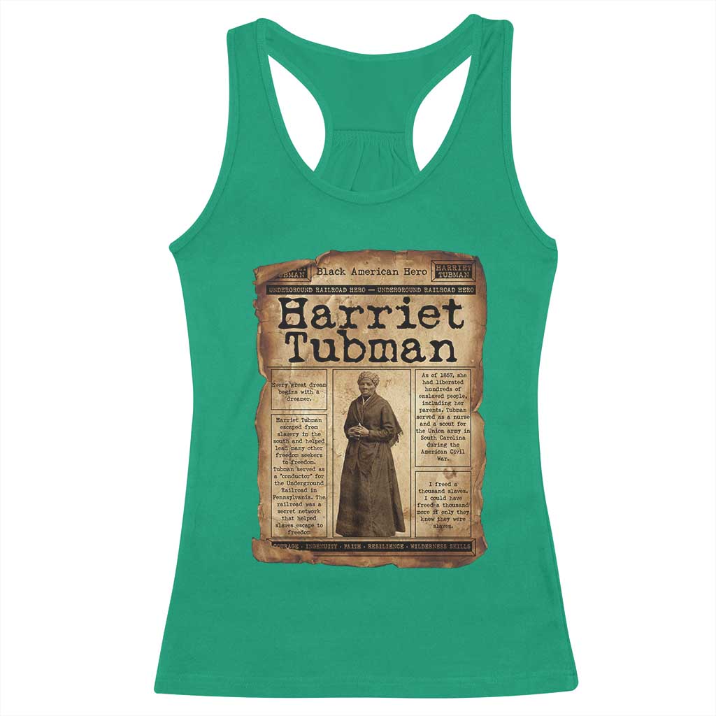Harriet Tubman Newspaper Racerback Tank Top Strong Black Woman Leader Gift TS12 Irish Green Print Your Wear