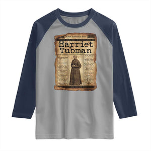 Harriet Tubman Newspaper Raglan Shirt Strong Black Woman Leader Gift TS12 Sport Gray Navy Print Your Wear