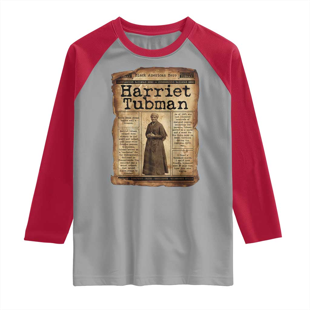 Harriet Tubman Newspaper Raglan Shirt Strong Black Woman Leader Gift TS12 Sport Gray Red Print Your Wear