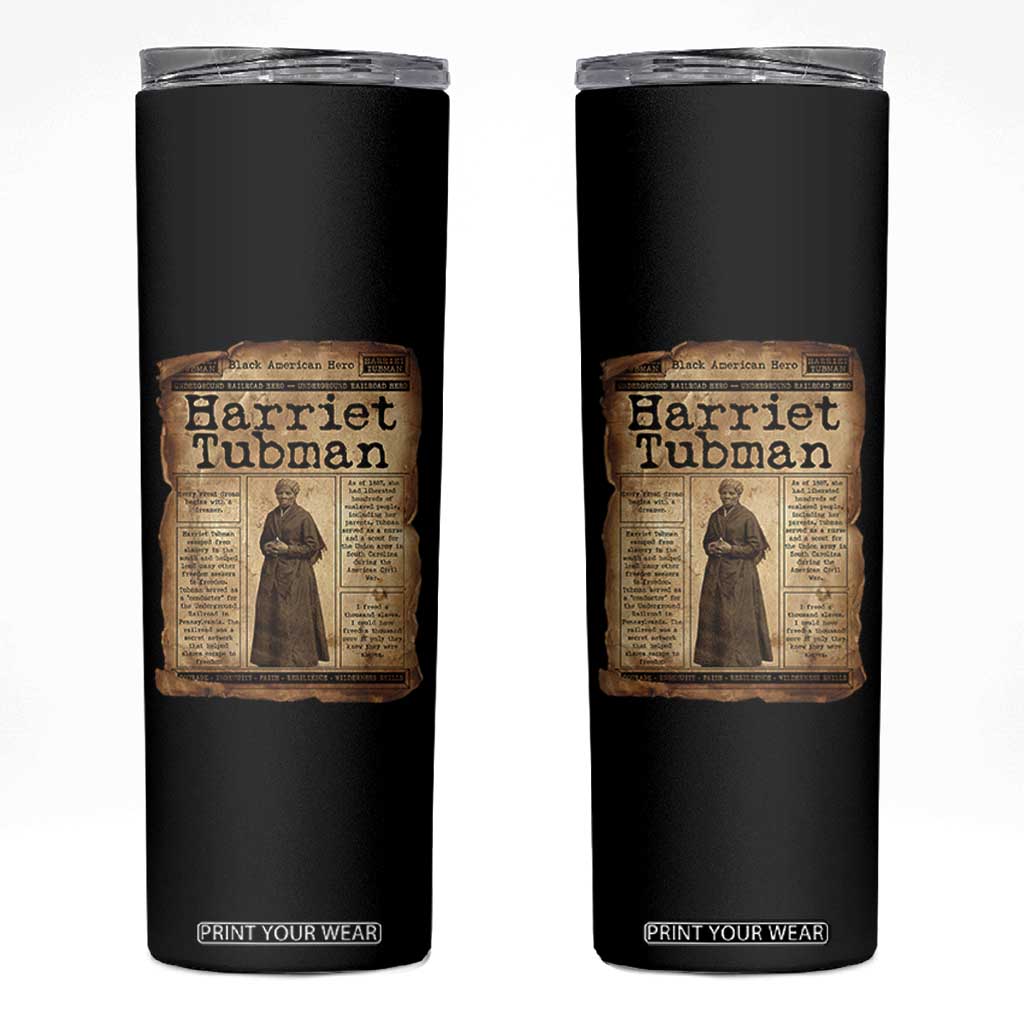 Harriet Tubman Newspaper Skinny Tumbler Strong Black Woman Leader Gift TS12 Black Print Your Wear